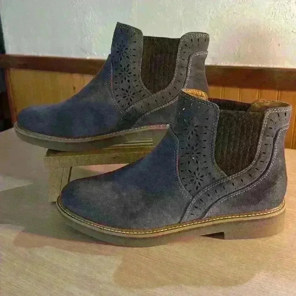 Comfortiva Align Raya Suede Washed Indigo Booties - Picture 4 of 8